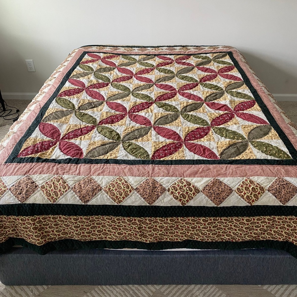 Civil War Handmade Patchwork Fall Colors Queen Quilt